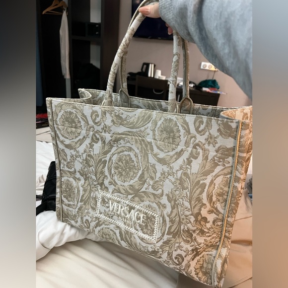 Versace XL Jacquard Embroidered Canvas Tote Bag - Picture 3 of 13